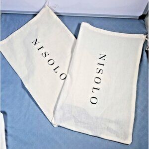 (2) Nisolo Drawstring Dust Bag For Shoes or Purse Size 10"x 15" Beige lot of 2